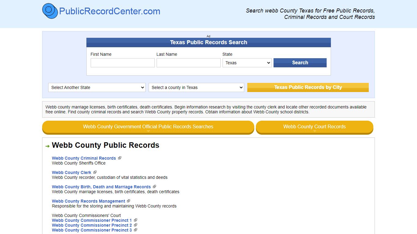 Webb County Texas Free Public Records - Court Records ...